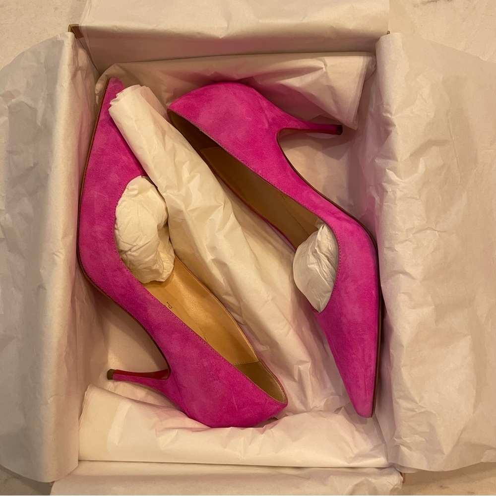 Christian Louboutin 🩷 Clare 80 Suede Pointed Toe Pump in Diva Hot Pink Size 36.5 - Picture 6 of 10